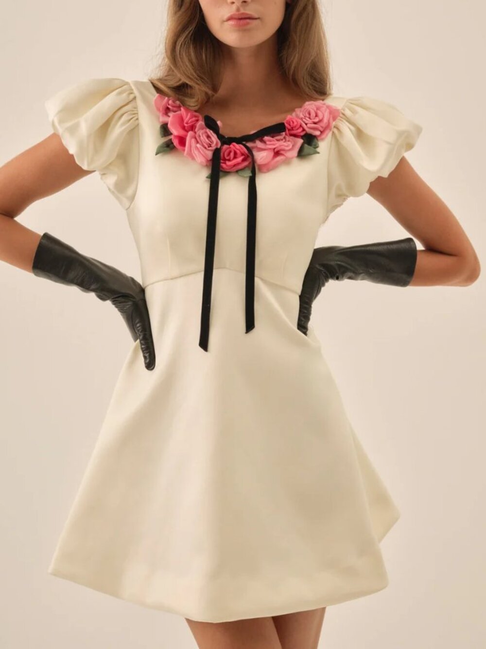 NEW $298 FOR LOVE AND LEMONS ROSALIE MINI DRESS IN CREAM SIZE XS